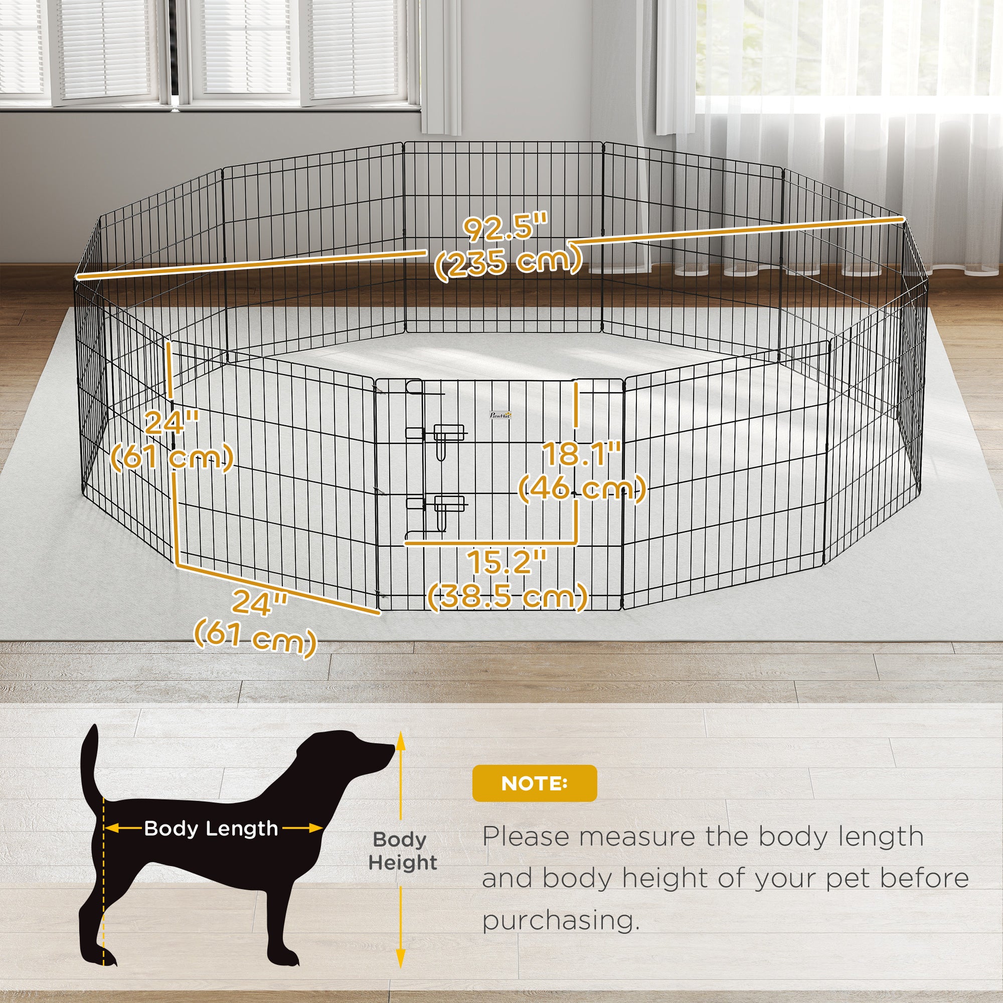 24inch Foldable Metal Exercise Pet Playpen Yard Dog Puppy Kennel Cage 12 Panels-Dogs-DECOROLALA
