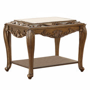 25" Antique Gold And Mirrored Mirrored Square End Table With Magazine Holder-End-Side Tables-DECOROLALA