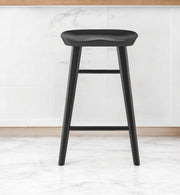 25" Black Solid Wood Backless Counter Height Bar Chair-Bar Chairs-DECOROLALA