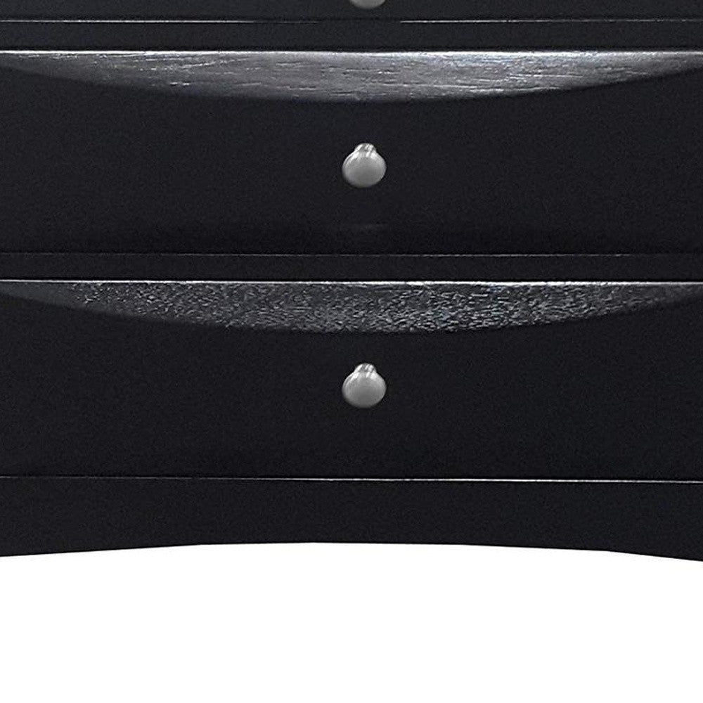 25" Black Solid Wood Three Drawer Nightstand-Nightstands & Bedside Tables-DECOROLALA