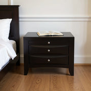 25" Black Solid Wood Three Drawer Nightstand-Nightstands & Bedside Tables-DECOROLALA