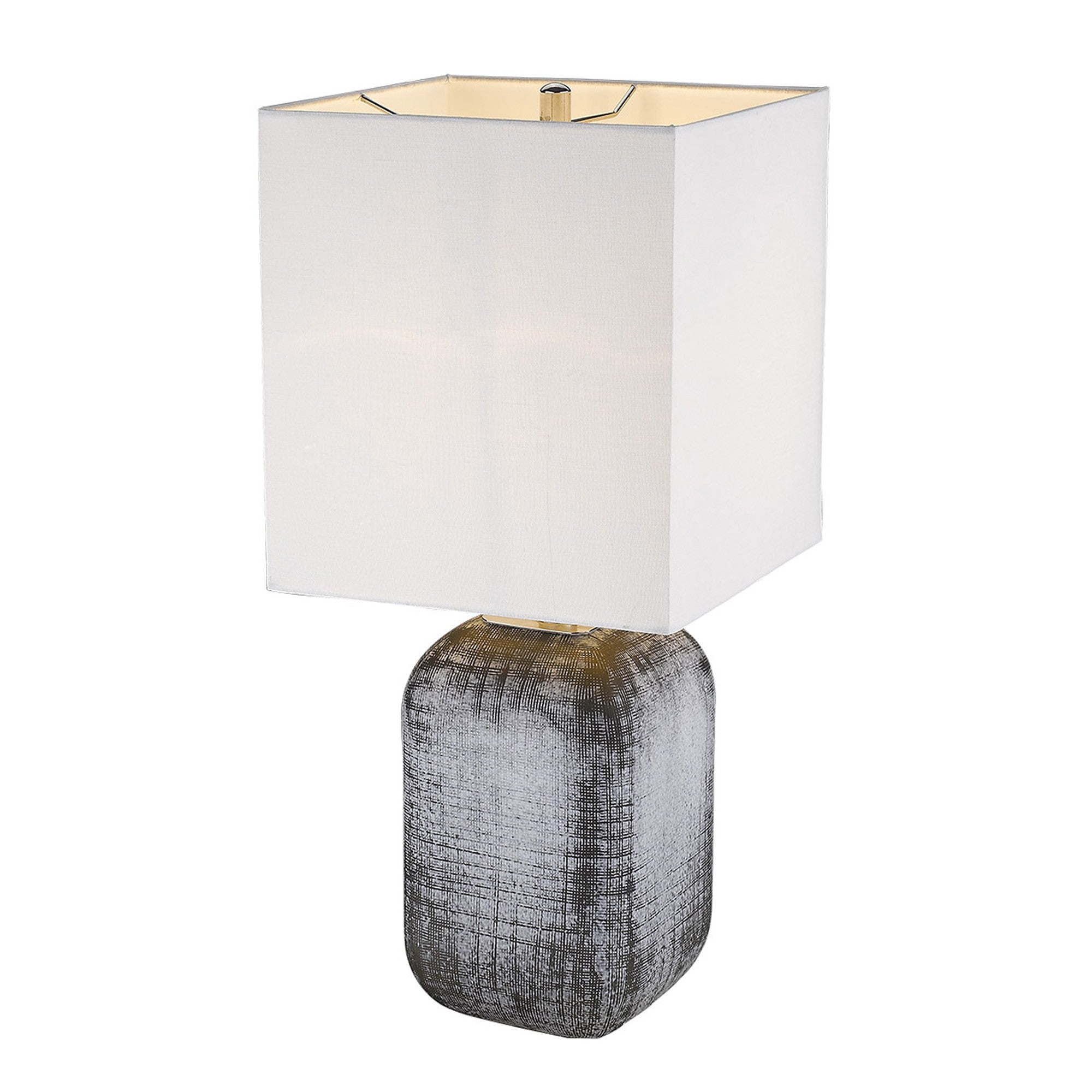 25" Blue and Gray Ceramic Table Lamp With White Square Shade-Table Lamps-DECOROLALA