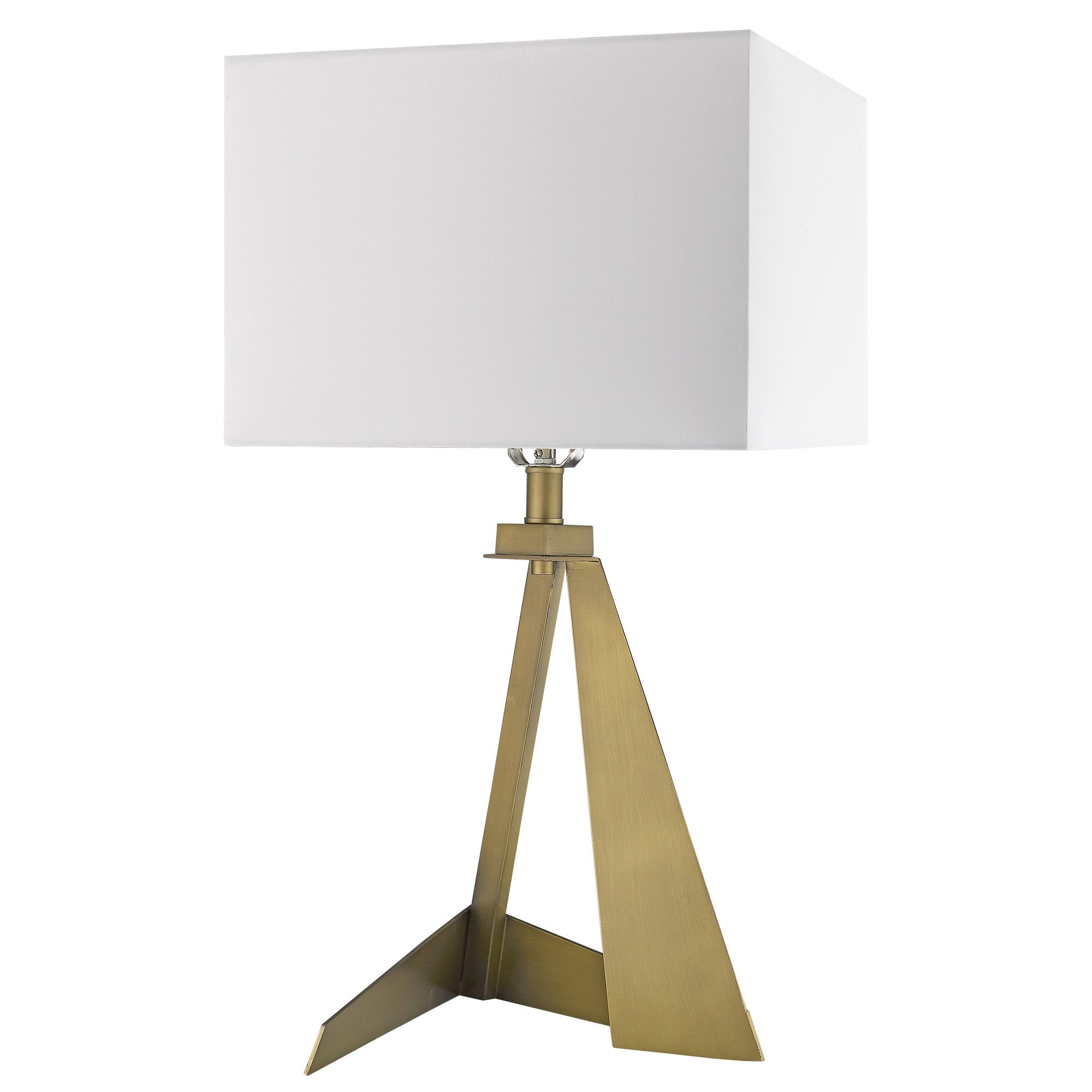 25" Brass Metal Novelty Table Lamp With White Shade-Table Lamps-DECOROLALA