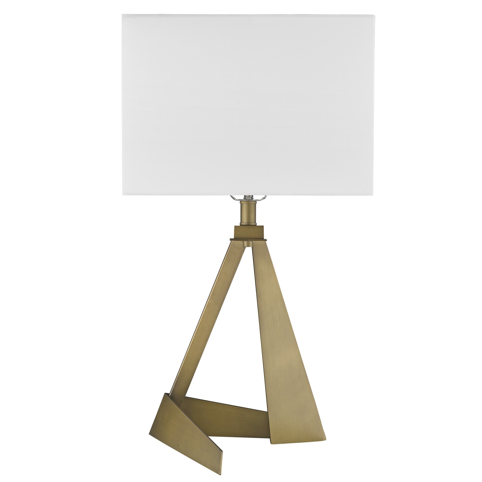 25" Brass Metal Novelty Table Lamp With White Shade-Table Lamps-DECOROLALA