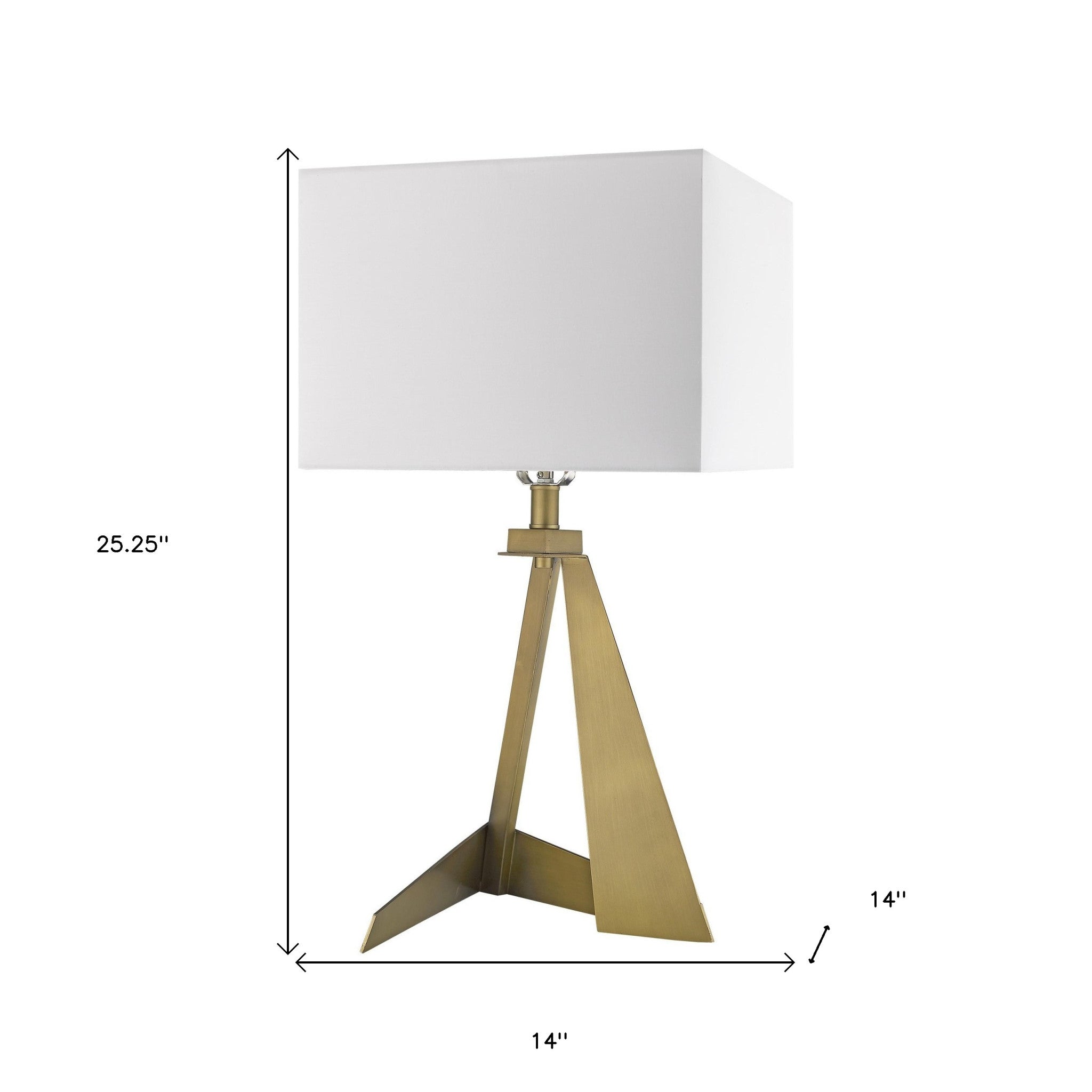 25" Brass Metal Novelty Table Lamp With White Shade-Table Lamps-DECOROLALA