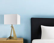 25" Brass Metal Novelty Table Lamp With White Shade-Table Lamps-DECOROLALA