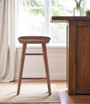 25" Brown Manufactured Wood Backless Counter Height Bar Chair-Bar Chairs-DECOROLALA