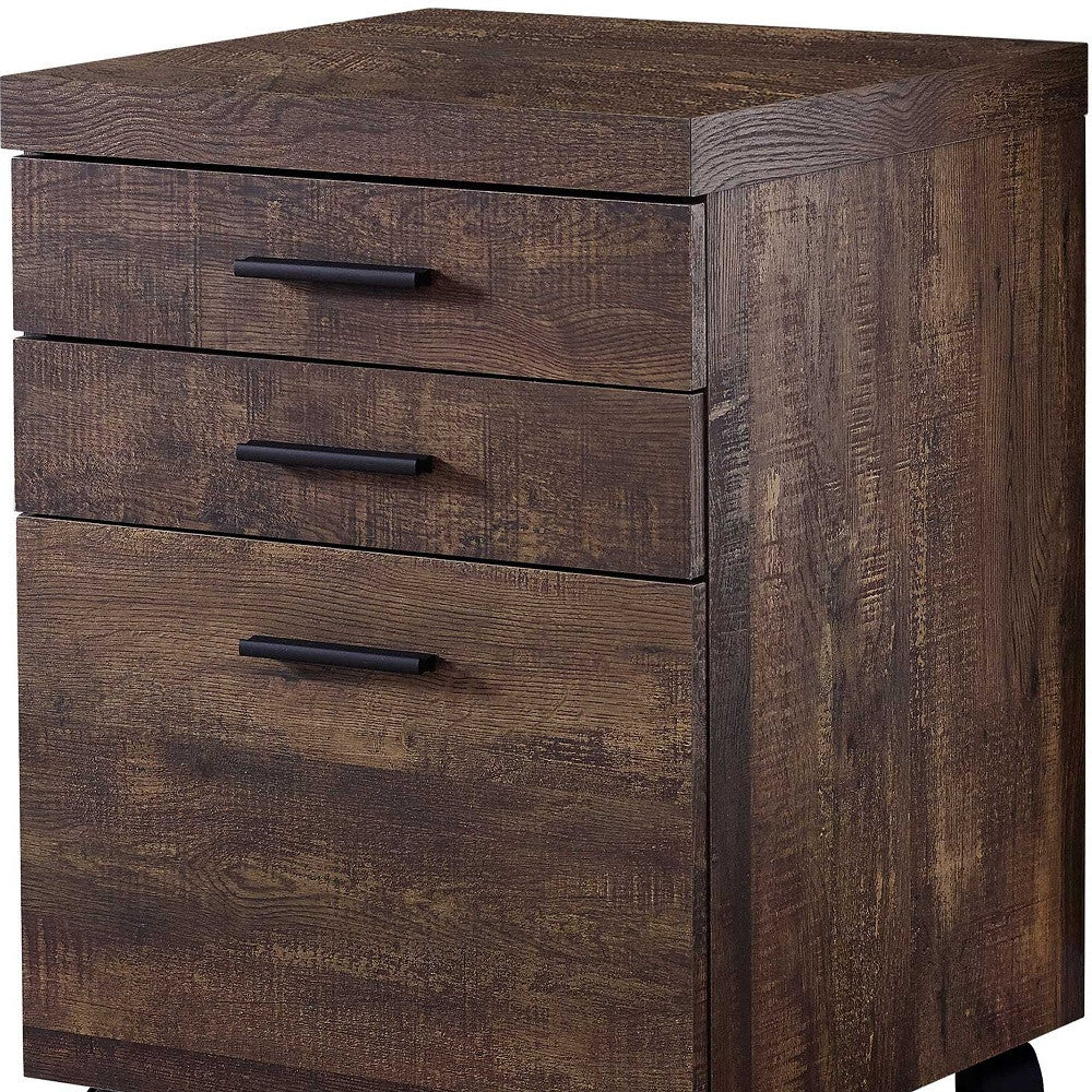 25" Brown Particle Board and Wood Filing Cabinet With Drawers-Filing Cabinets-DECOROLALA