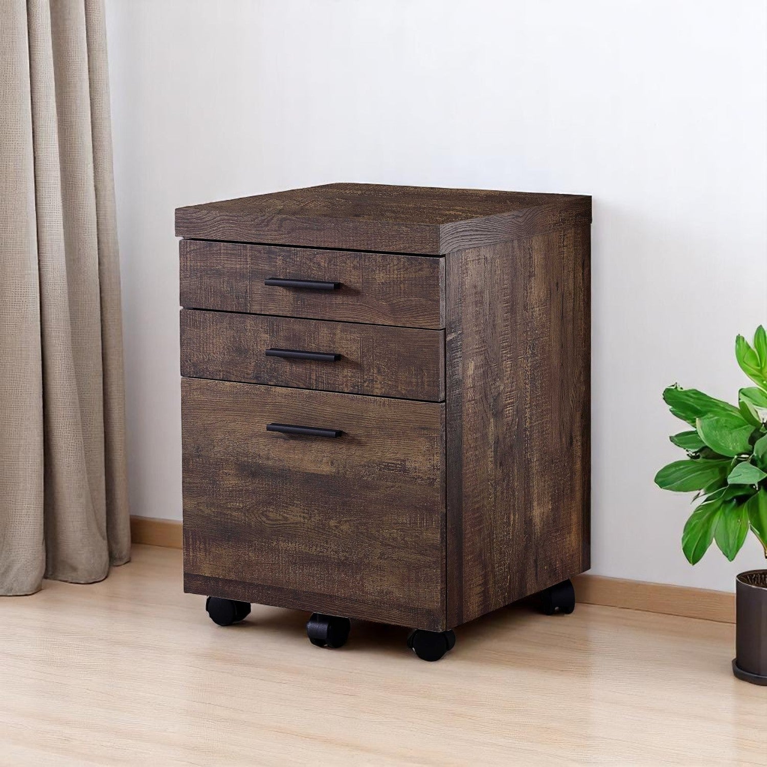 25" Brown Particle Board and Wood Filing Cabinet With Drawers-Filing Cabinets-DECOROLALA