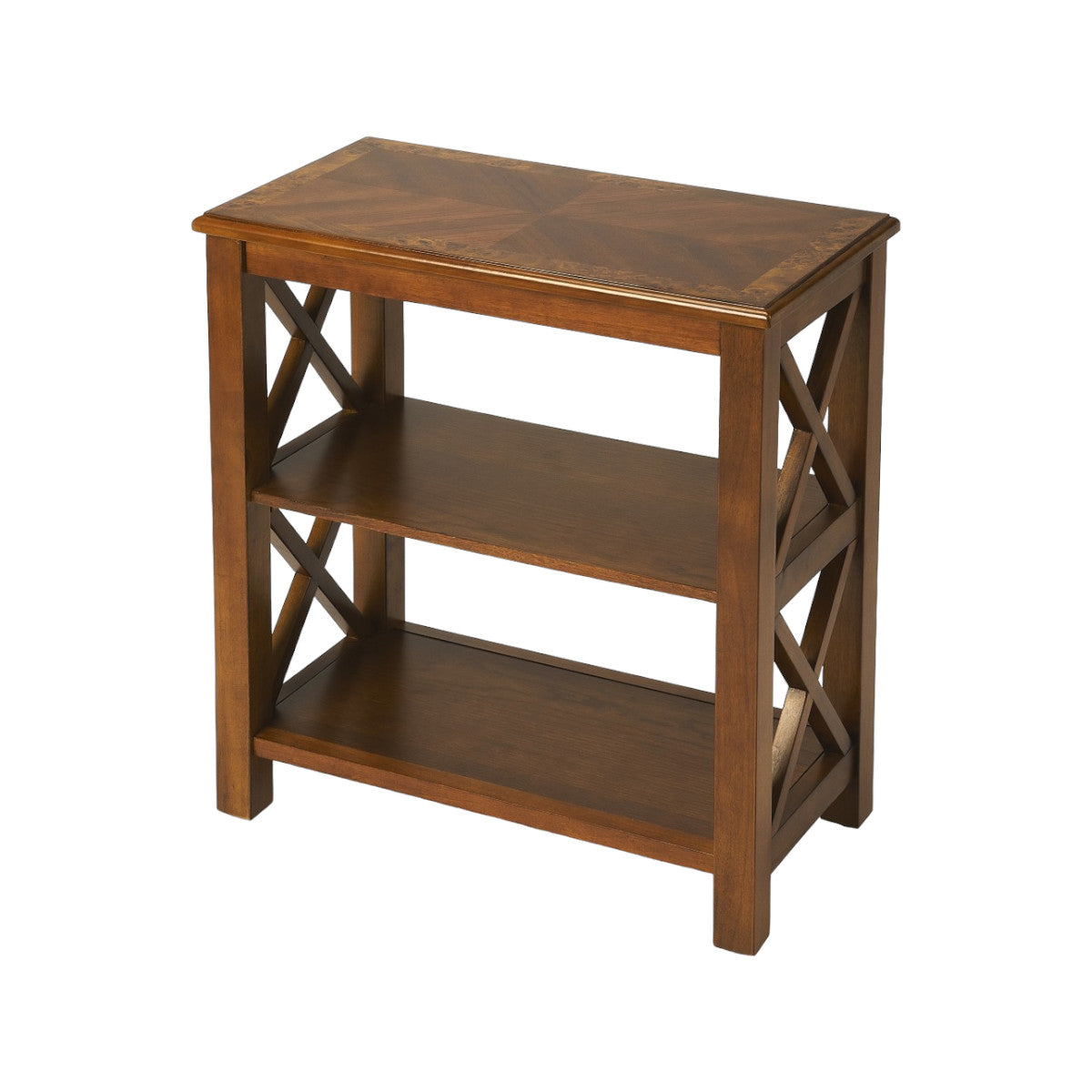 25" Brown Two Tier Standard Bookcase-Bookcases-DECOROLALA