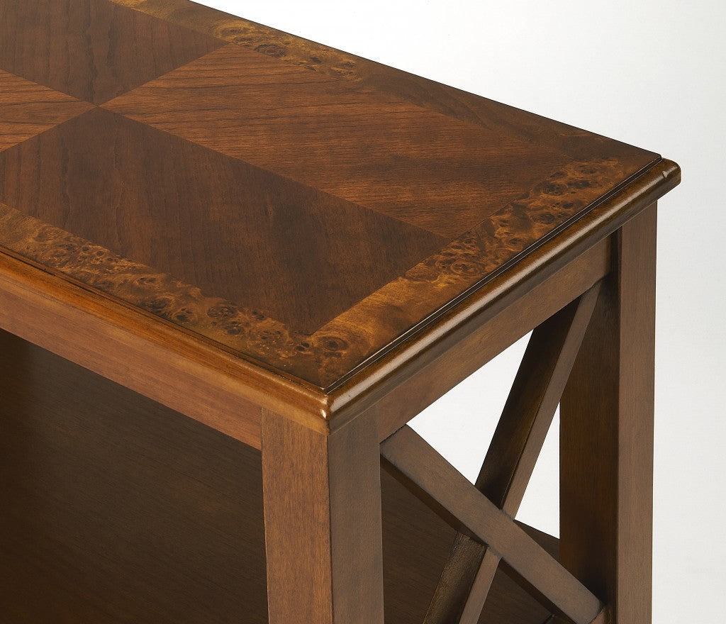 25" Brown Two Tier Standard Bookcase-Bookcases-DECOROLALA