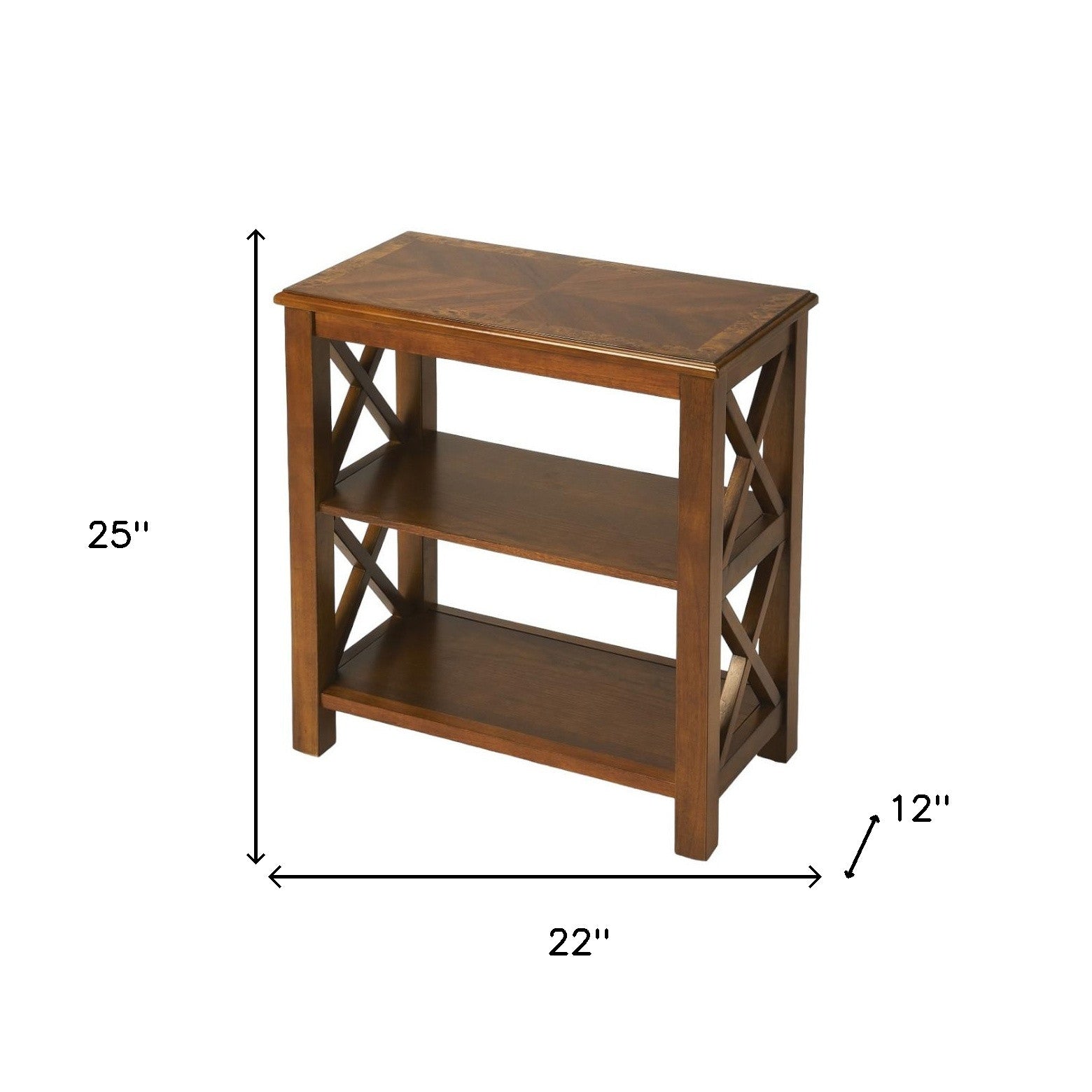25" Brown Two Tier Standard Bookcase-Bookcases-DECOROLALA