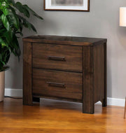 25" Brown Wood Two Drawer Nightstand-Nightstands & Bedside Tables-DECOROLALA