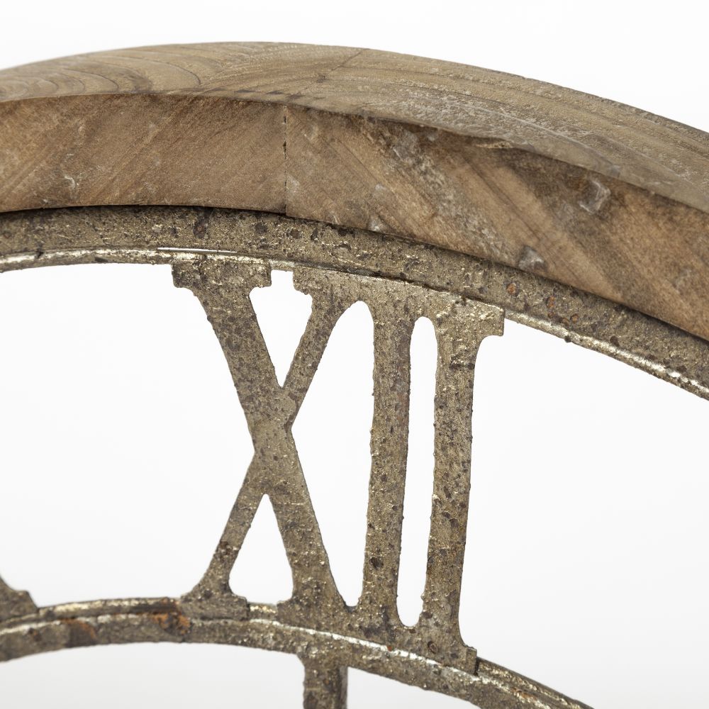 25" Circle Brown Metal Skeleton Wall Clock-Wall Clocks-DECOROLALA