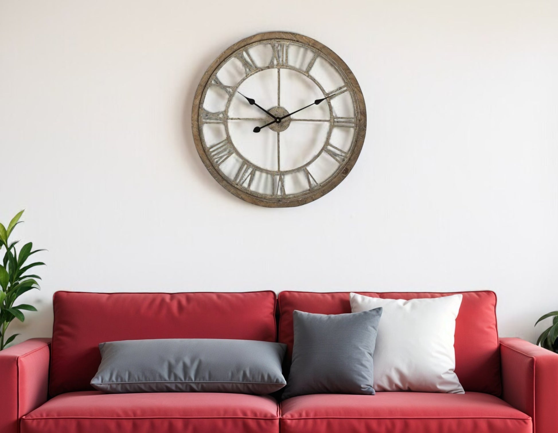 25" Circle Brown Metal Skeleton Wall Clock-Wall Clocks-DECOROLALA