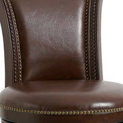 25" Dark Brown Faux Leather and Solid Wood Counter Height Swivel Bar Chair-Bar Chairs-DECOROLALA