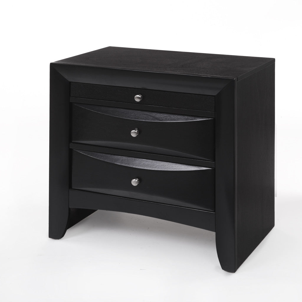 25" Dark Brown Solid Wood Three Drawer Nightstand-Nightstands & Bedside Tables-DECOROLALA