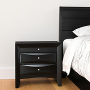 25" Dark Brown Solid Wood Three Drawer Nightstand-Nightstands & Bedside Tables-DECOROLALA