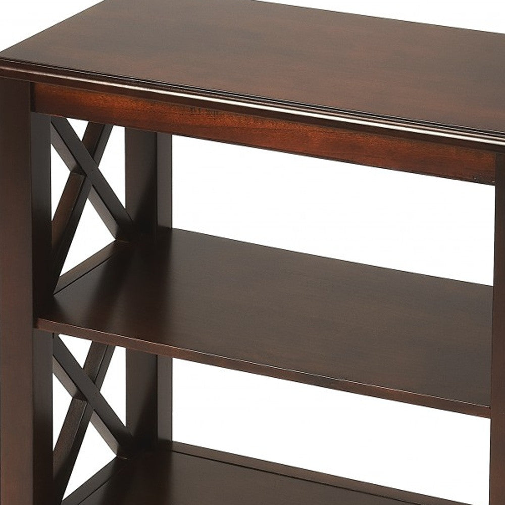 25" Dark Brown Two Tier Standard Bookcase-Bookcases-DECOROLALA