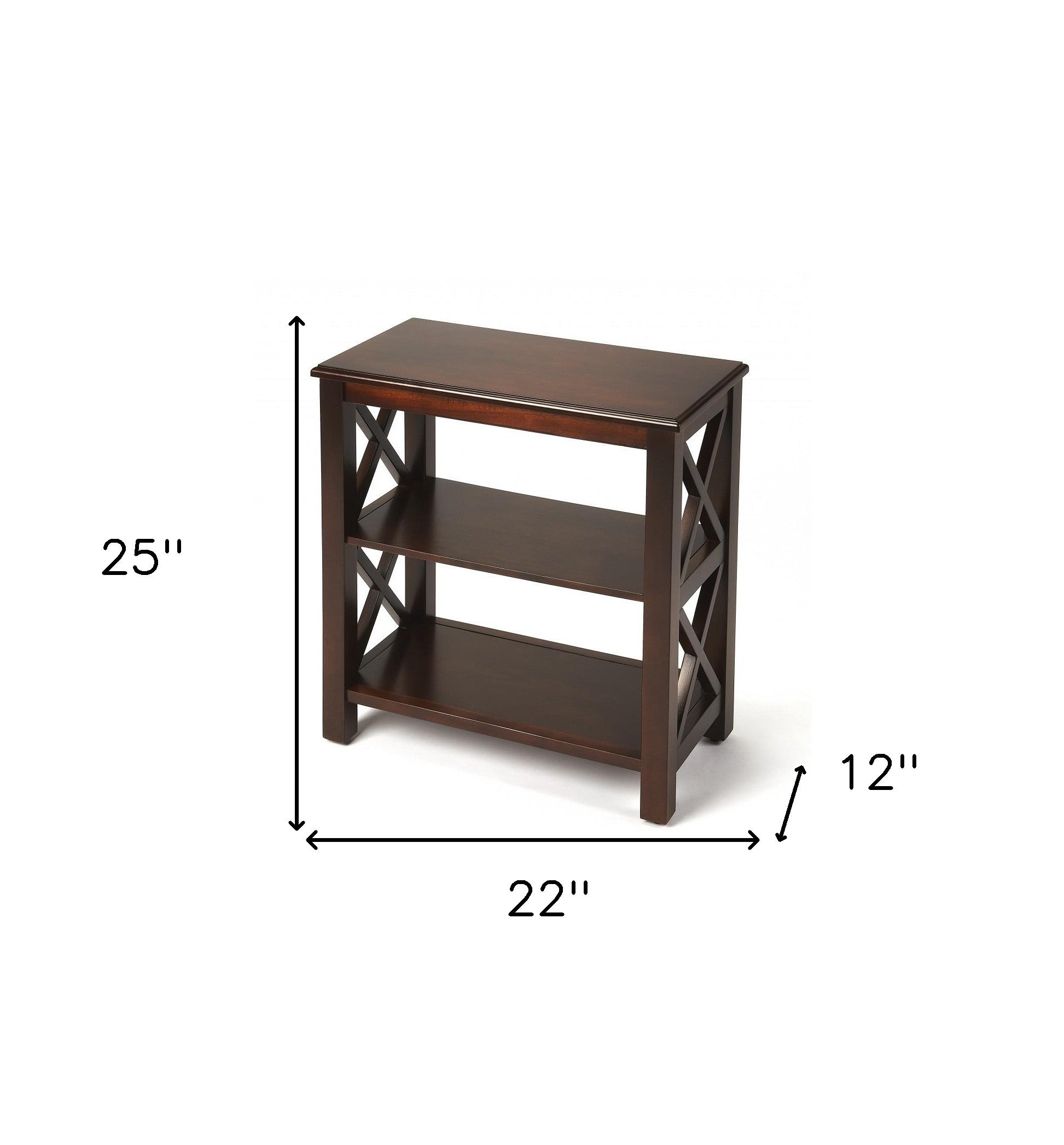 25" Dark Brown Two Tier Standard Bookcase-Bookcases-DECOROLALA
