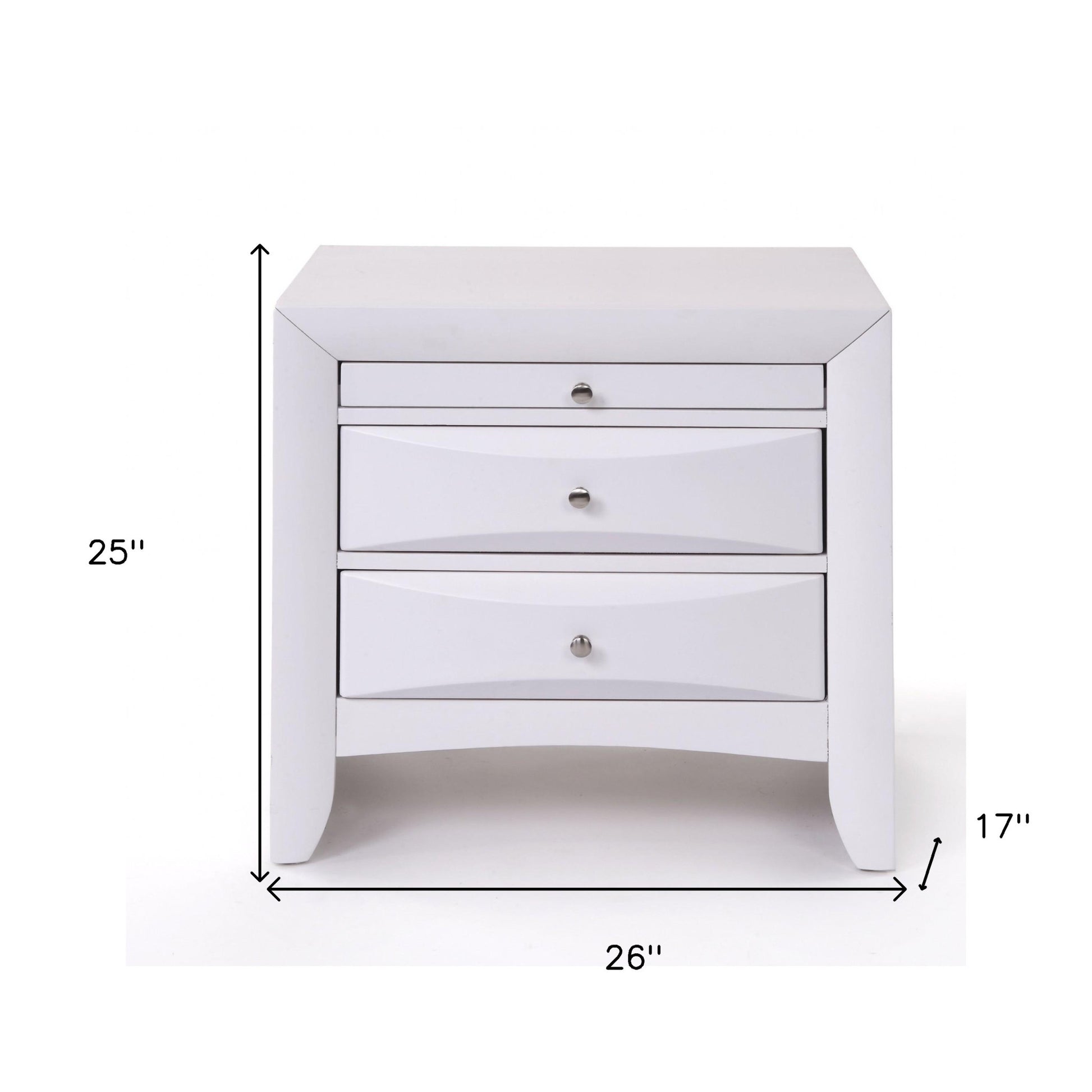 25" Espresso Three Drawers Solid Wood Nightstand-Nightstands & Bedside Tables-DECOROLALA