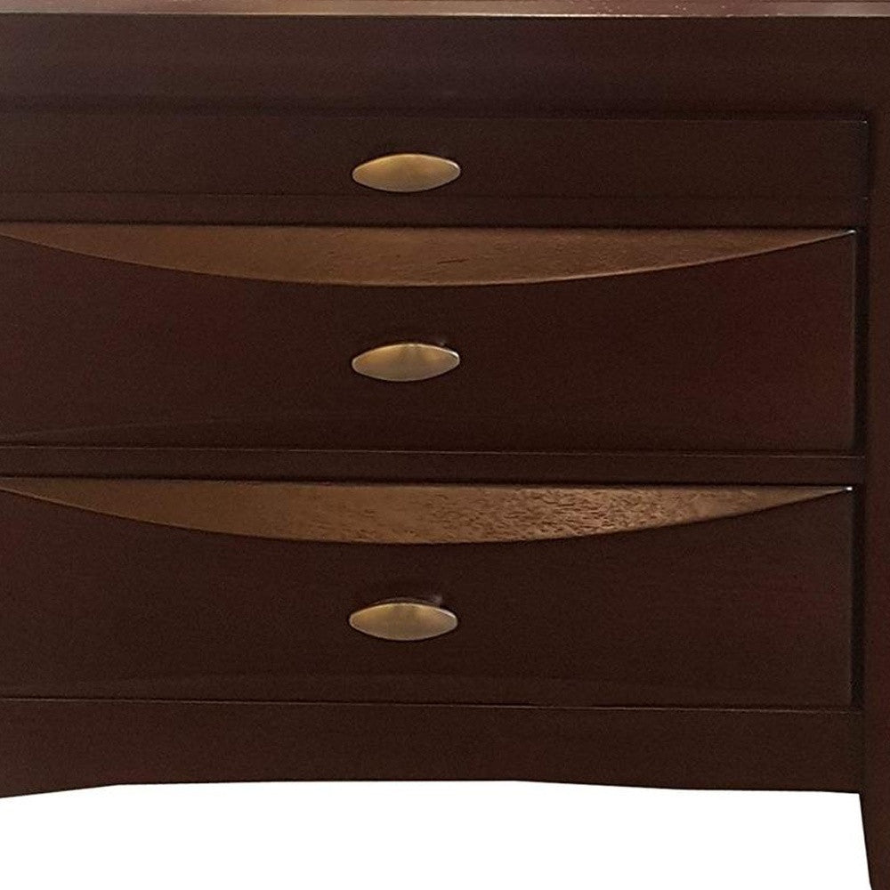 25" Espresso Three Drawers Solid Wood Nightstand-Nightstands & Bedside Tables-DECOROLALA