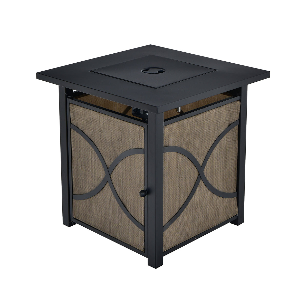 25 Inch 40000 BTU Propane Fire Pit Table with Lid and Fire Glass-Fire Pit Tables-DECOROLALA