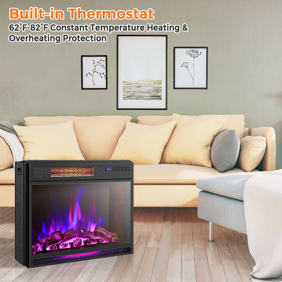 25 Inches Recessed Electric Heater-Fireplaces-DECOROLALA