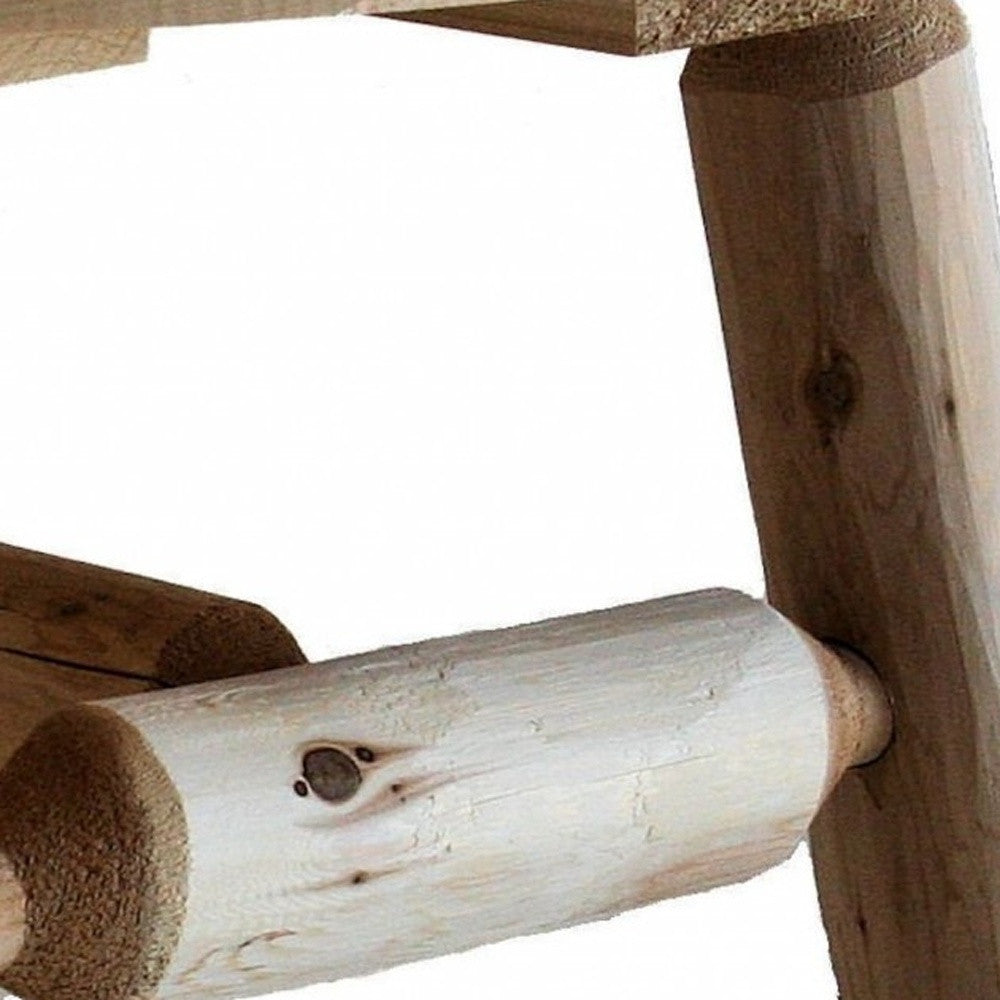 25" Natural Rounded Solid Wood Outdoor Coffee Table-Outdoor Tables-DECOROLALA