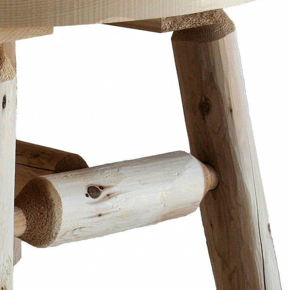 25" Natural Rounded Solid Wood Outdoor Coffee Table-Outdoor Tables-DECOROLALA