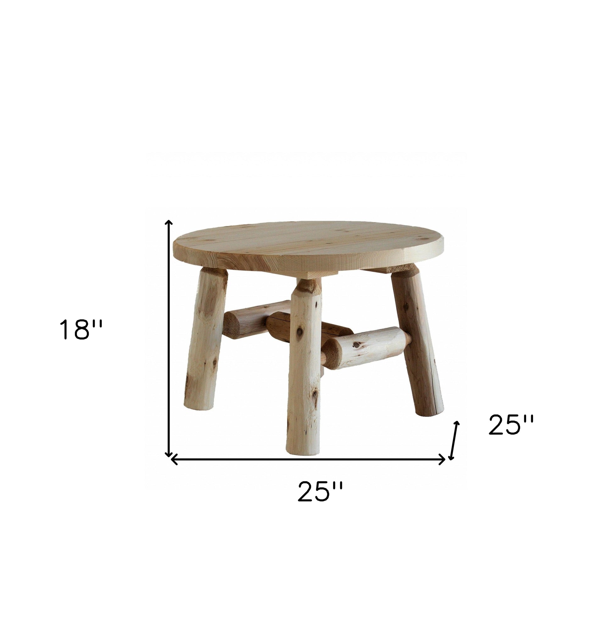 25" Natural Rounded Solid Wood Outdoor Coffee Table-Outdoor Tables-DECOROLALA