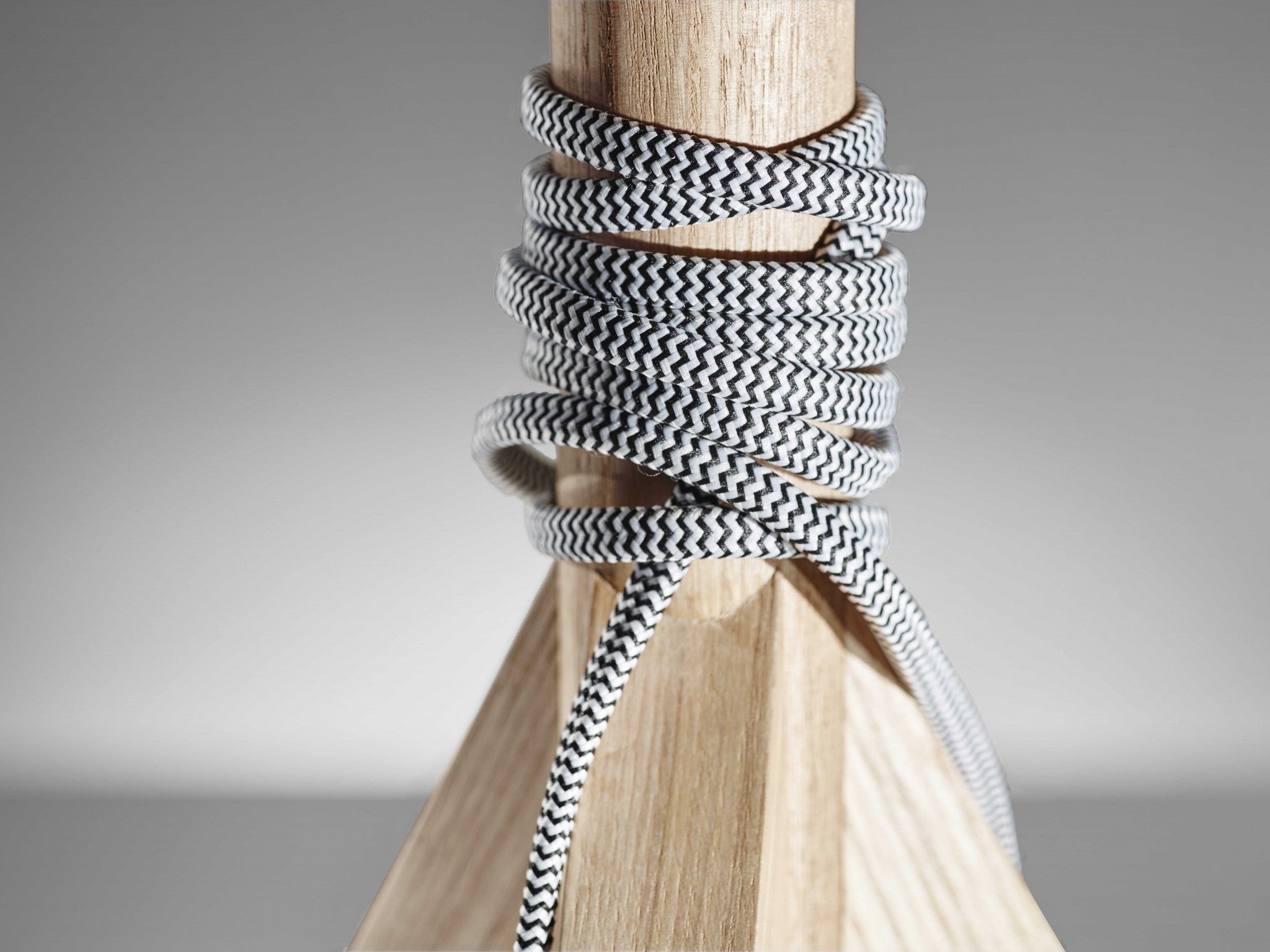 25" Natural Solid Wood Tripod Table Lamp With Gray Empire Shade-Table Lamps-DECOROLALA