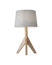 25" Natural Solid Wood Tripod Table Lamp With Gray Empire Shade-Table Lamps-DECOROLALA