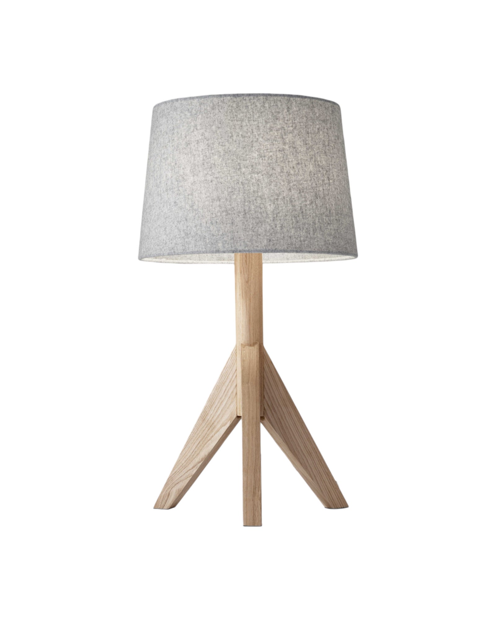 25" Natural Solid Wood Tripod Table Lamp With Gray Empire Shade-Table Lamps-DECOROLALA
