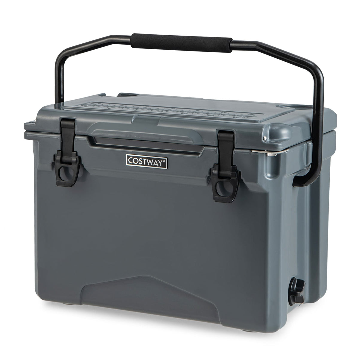 25 QT Hard Cooler with Aluminum Handle and Integrated Cup Holders-Gray-Coolers-DECOROLALA