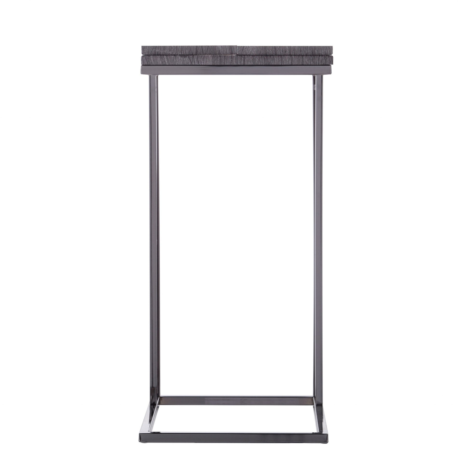 25" Silver And Gray Expandable Rectangular End Table-End-Side Tables-DECOROLALA