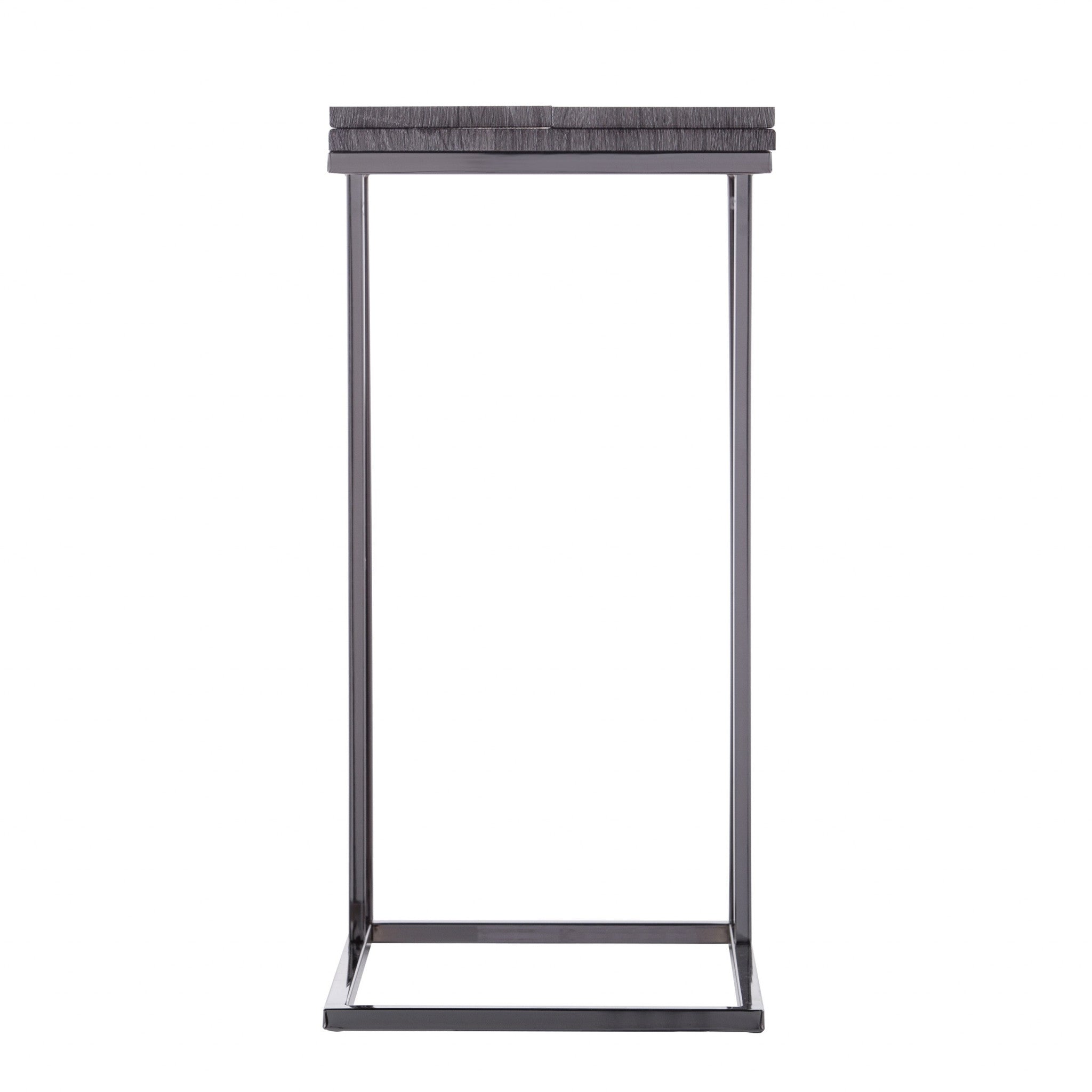 25" Silver And Gray Expandable Rectangular End Table-End-Side Tables-DECOROLALA