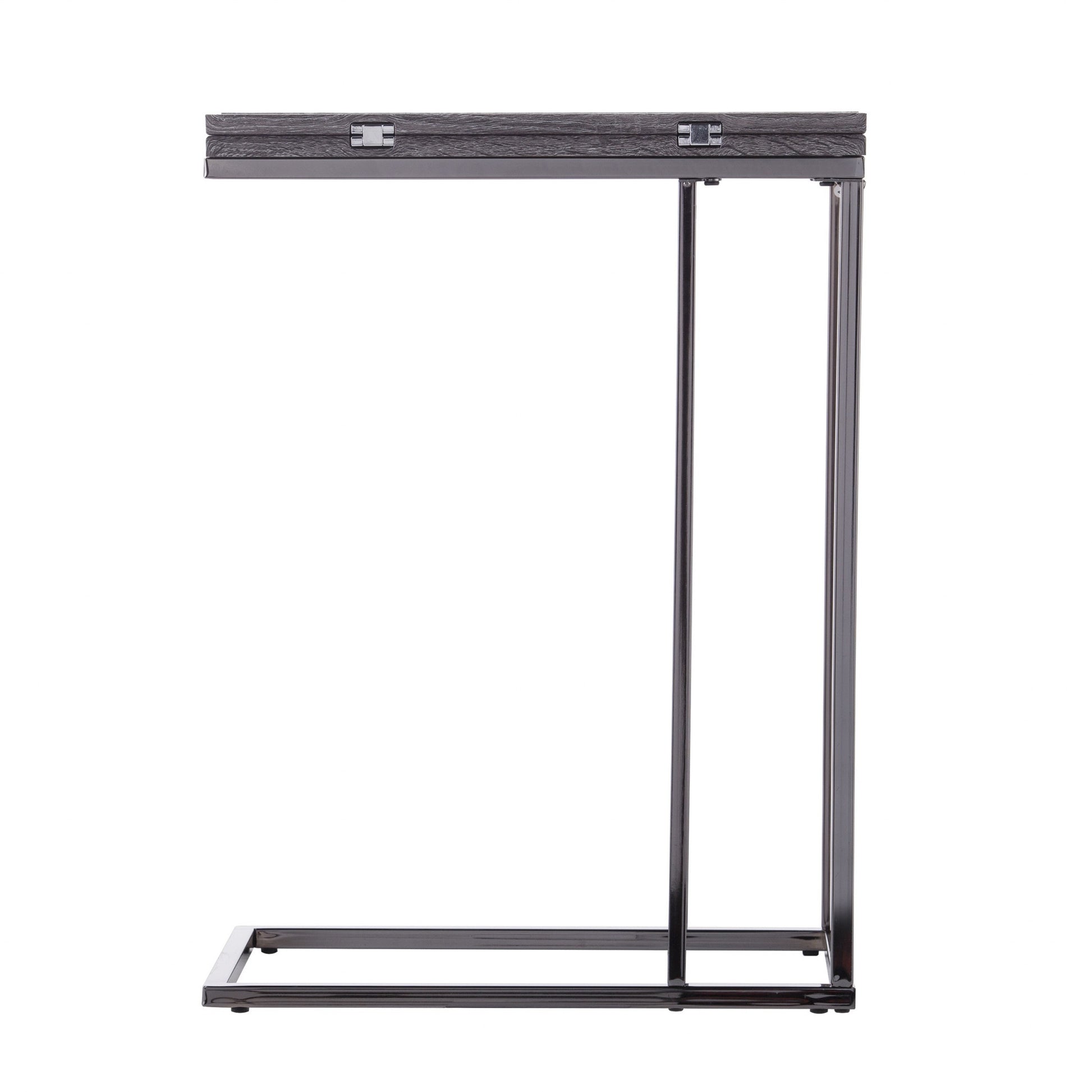 25" Silver And Gray Expandable Rectangular End Table-End-Side Tables-DECOROLALA