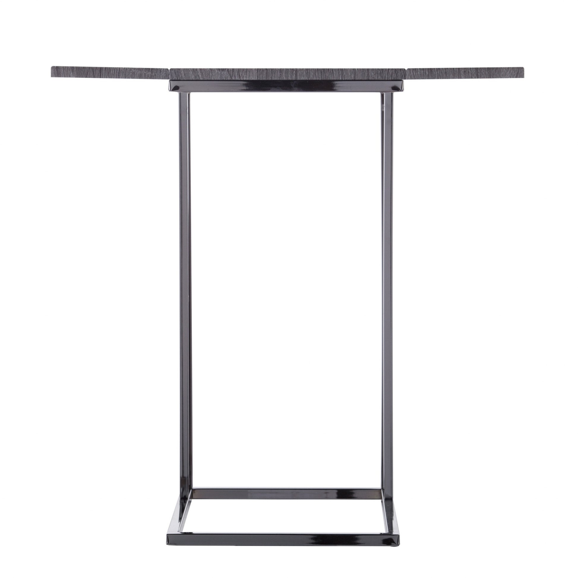 25" Silver And Gray Expandable Rectangular End Table-End-Side Tables-DECOROLALA
