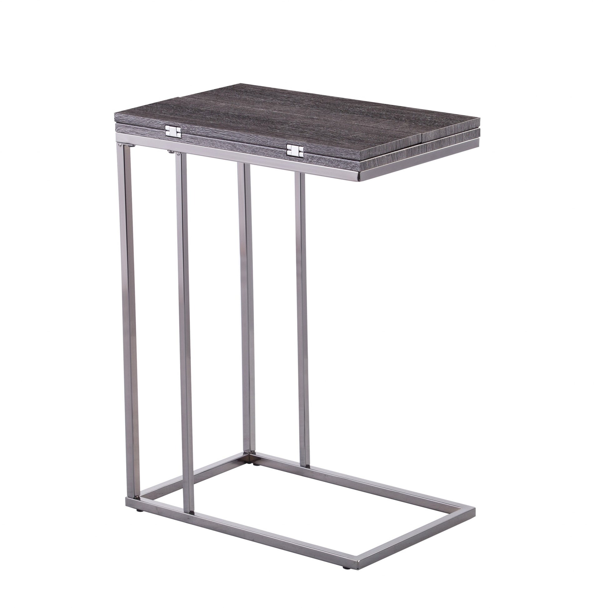 25" Silver And Gray Expandable Rectangular End Table-End-Side Tables-DECOROLALA