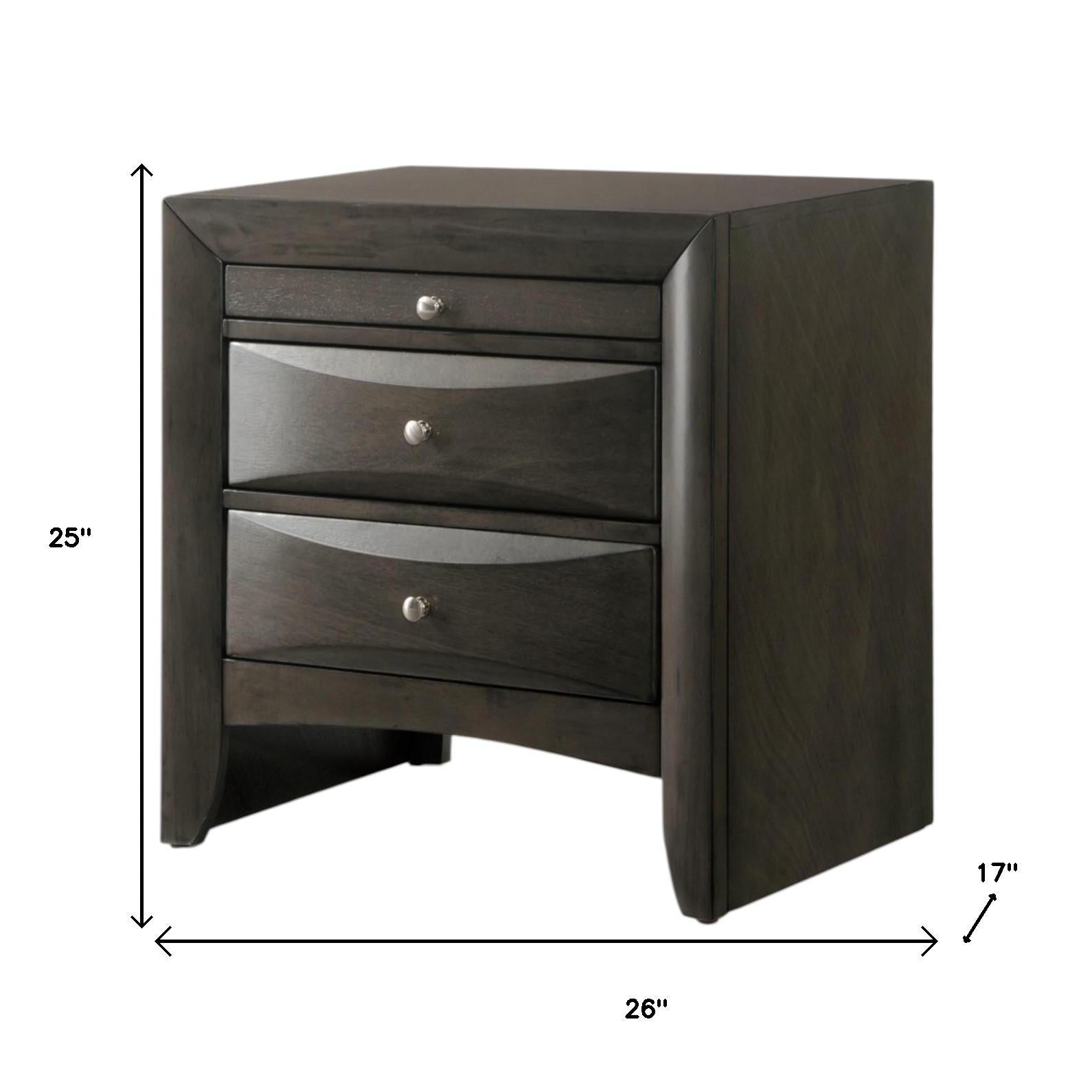 25" Solid Wood Two Drawer Nightstand-Nightstands & Bedside Tables-DECOROLALA