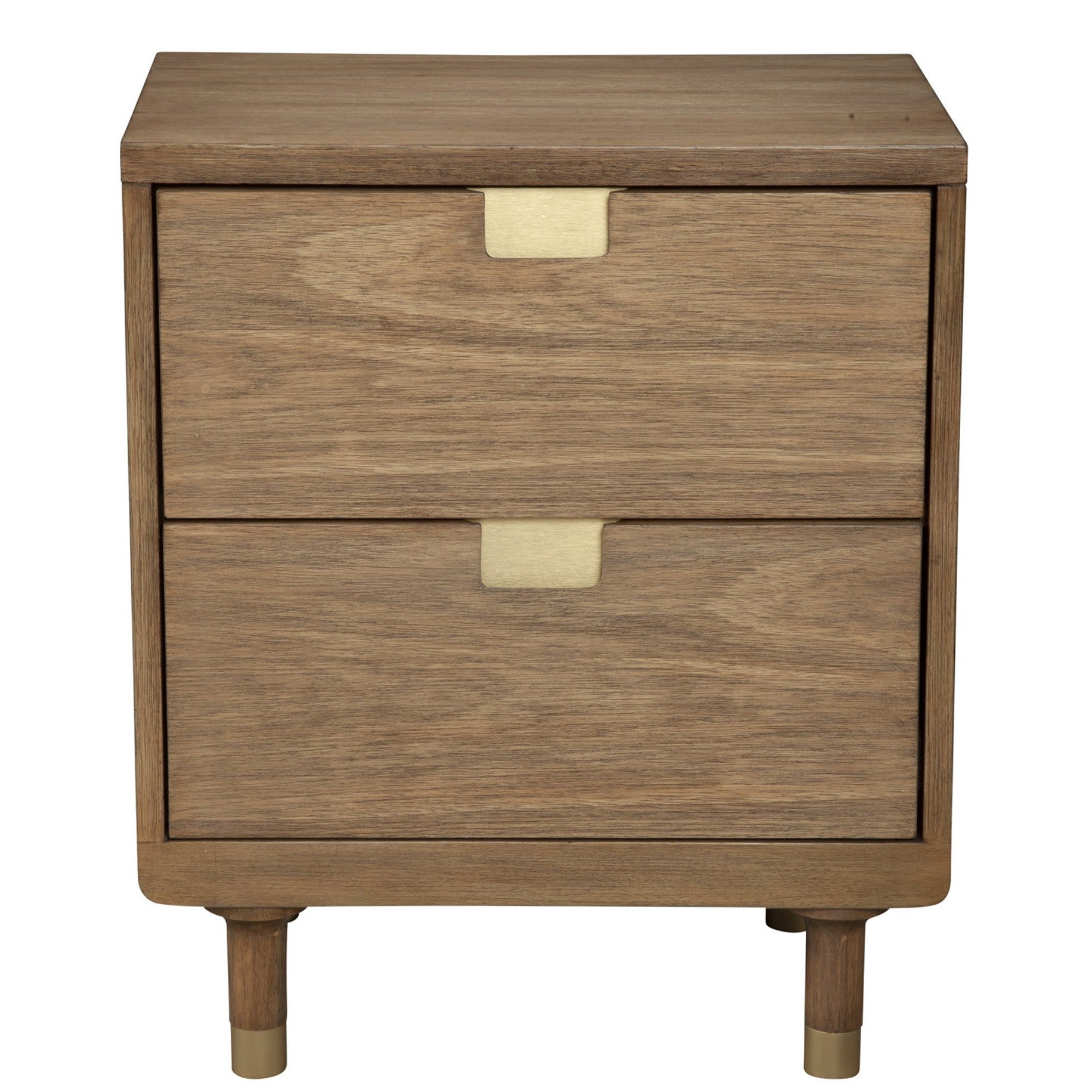 25" Solid Wood and Wood Two Drawer Nightstand-Nightstands & Bedside Tables-DECOROLALA