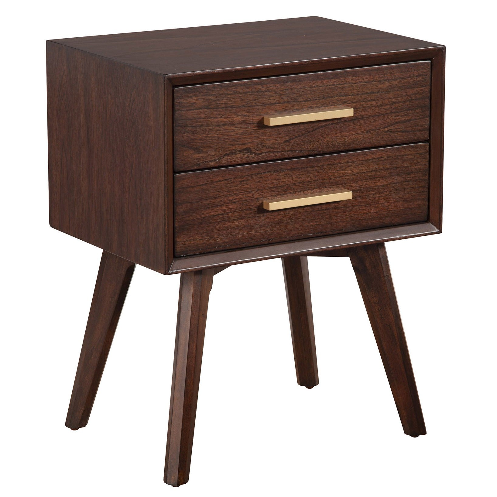 25" Solid Wood and Wood Two Drawer Nightstand-Nightstands & Bedside Tables-DECOROLALA