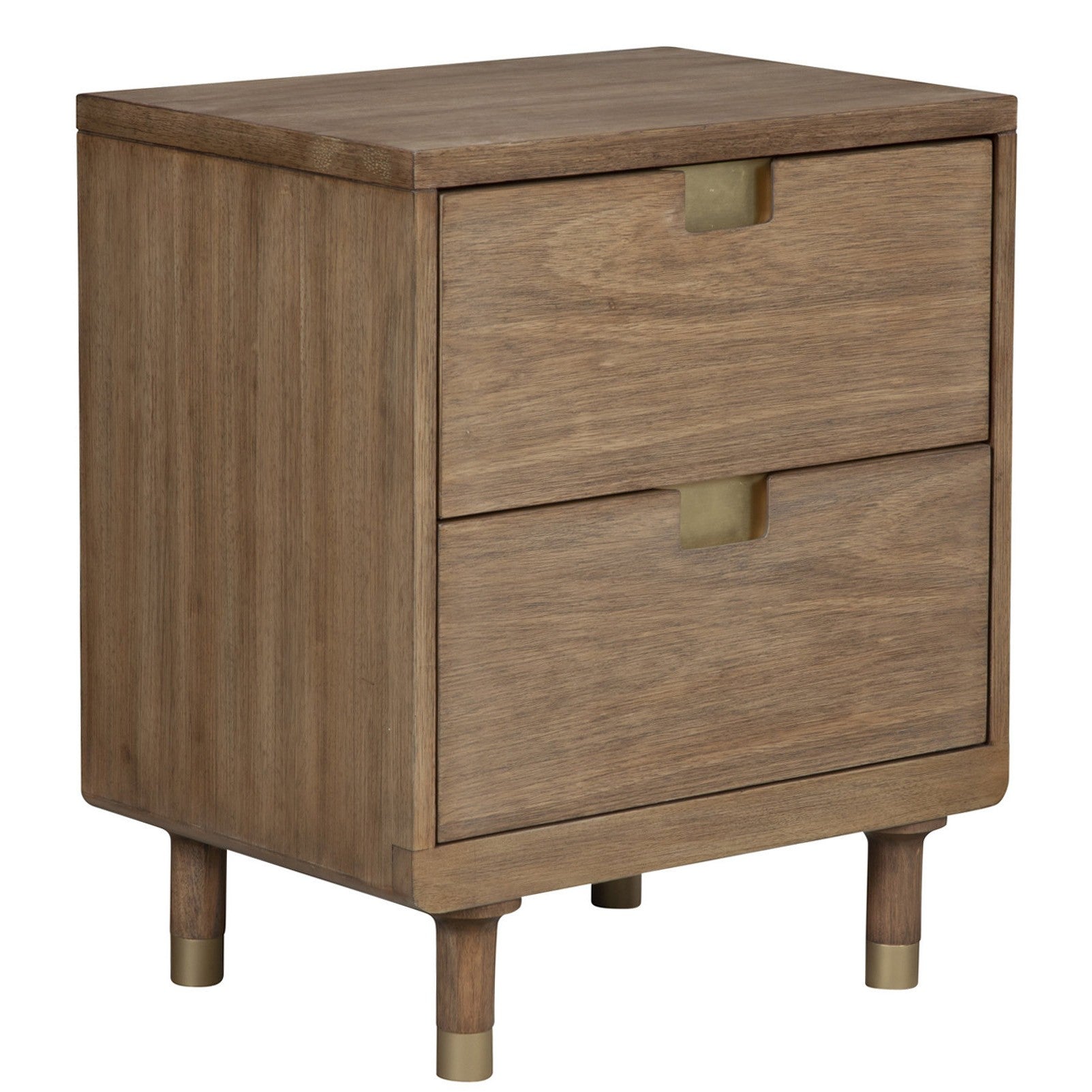 25" Solid Wood and Wood Two Drawer Nightstand-Nightstands & Bedside Tables-DECOROLALA