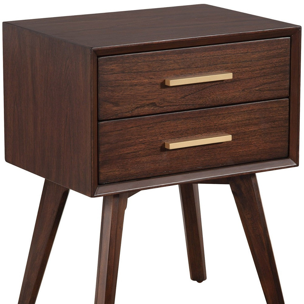 25" Solid Wood and Wood Two Drawer Nightstand-Nightstands & Bedside Tables-DECOROLALA