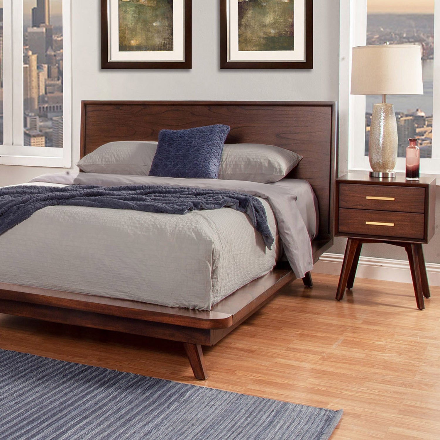 25" Solid Wood and Wood Two Drawer Nightstand-Nightstands & Bedside Tables-DECOROLALA