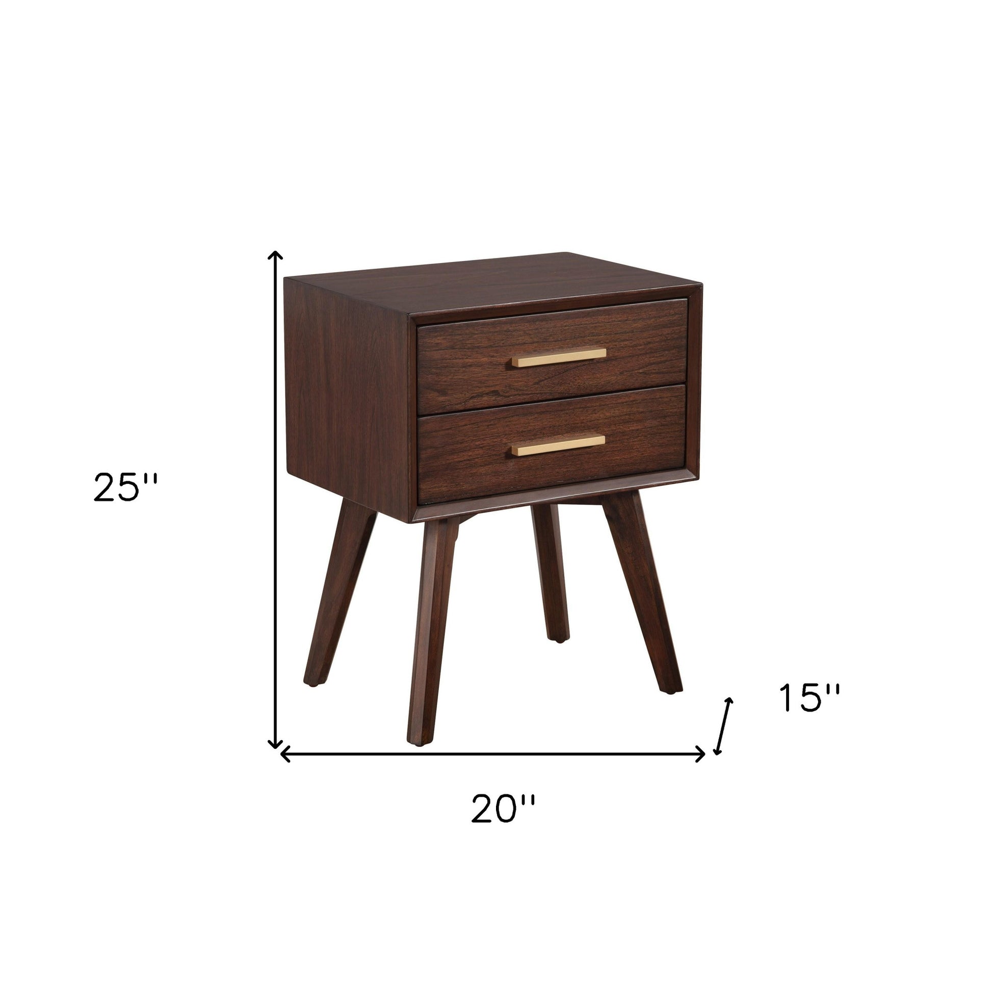 25" Solid Wood and Wood Two Drawer Nightstand-Nightstands & Bedside Tables-DECOROLALA