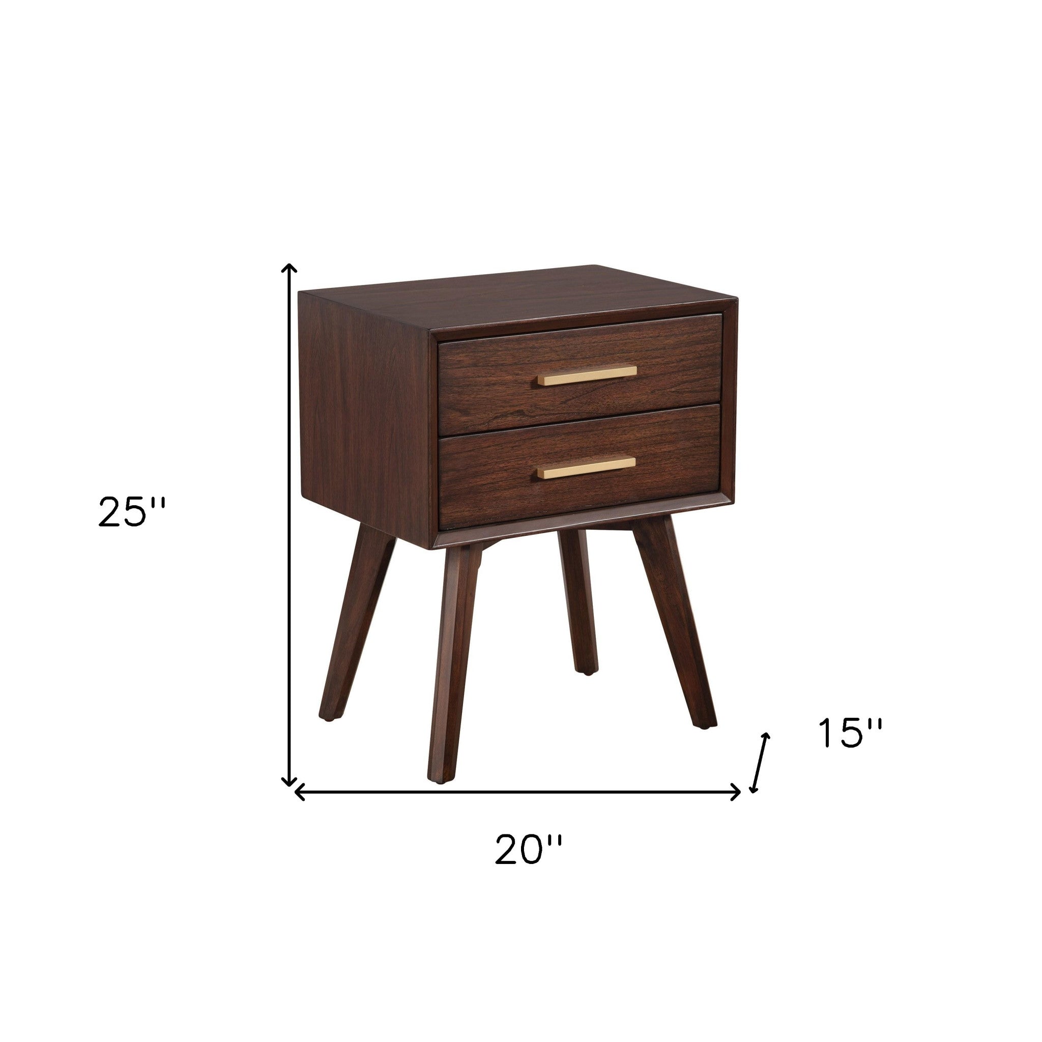 25" Solid Wood and Wood Two Drawer Nightstand-Nightstands & Bedside Tables-DECOROLALA