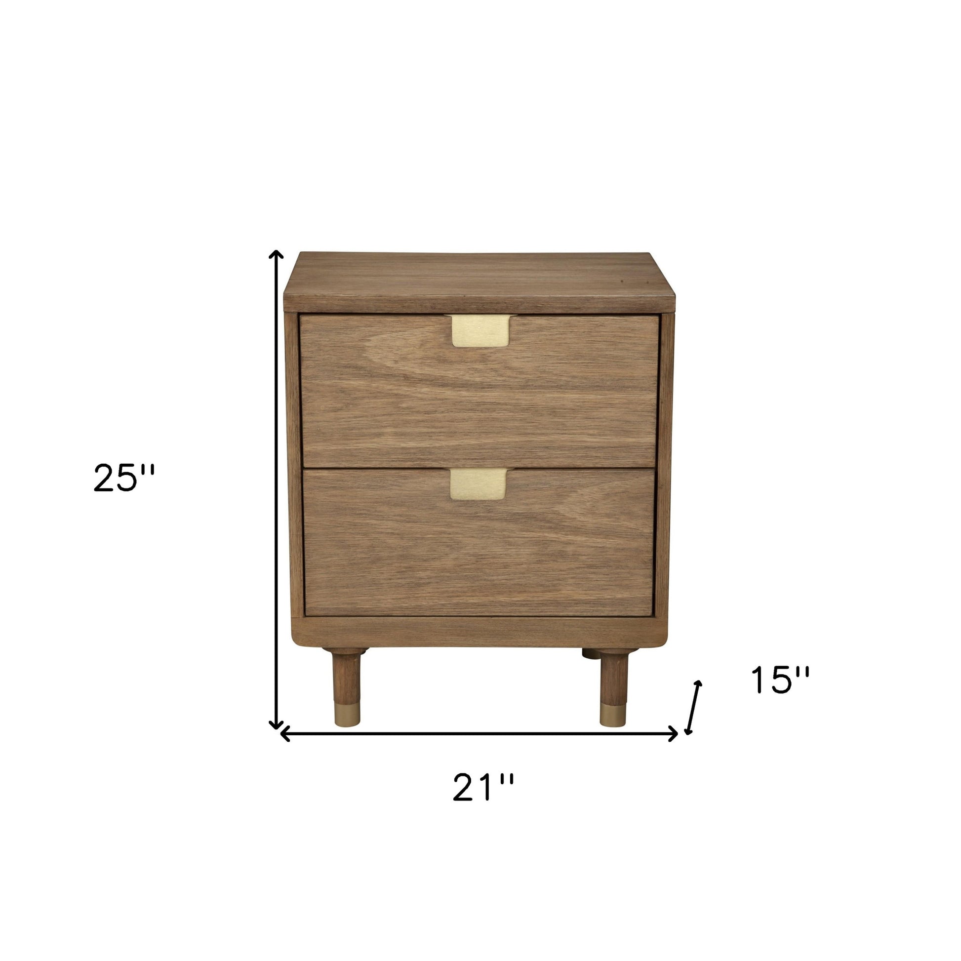 25" Solid Wood and Wood Two Drawer Nightstand-Nightstands & Bedside Tables-DECOROLALA