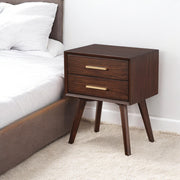 25" Solid Wood and Wood Two Drawer Nightstand-Nightstands & Bedside Tables-DECOROLALA